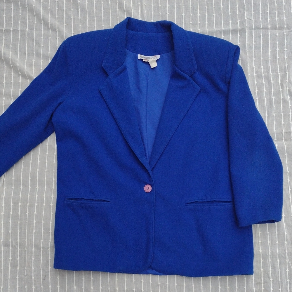 Vintage Women's Royal Blue Wool Blazer